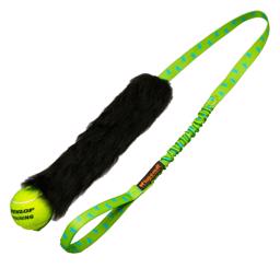Tug-e-nuff Fåreskind Bungee Chaser med Tennisbold og Grøn strop i 112cm